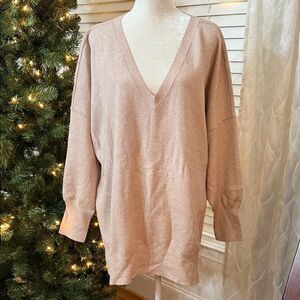 Abercrombie & Fitch Oversized V-Neck Sweater Soft A & F Collection Beige XXL